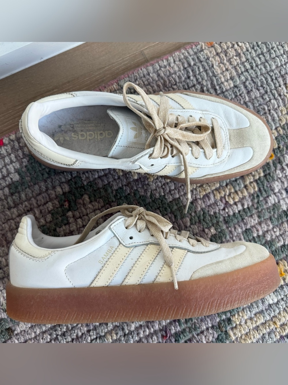 adidas Samba Sneakers in White and Tan